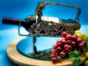 Vintage Silver Metal Beautifully Decorated Grapes Design Wine Holder - Picture 1 of 12