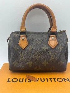 Louis Vuitton M41534 Monogram Mini Speedy Handbag Leather Canvas Brown Auth Good - Imagen 1 de 15