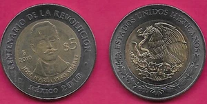 MEXICO 5 PESOS 2010 UNC 1 YEAR TYPE,JOSE MARIA PINO SUAREZ,CENTENARY OF THE REVO - Picture 1 of 1