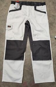 BNWT Dickies Mens industry 260 Workwear Trousers White / Grey SIZE 36S