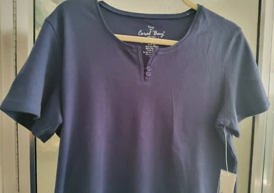 CAMISETA/TOP CORAL BAY SCOOP CUELLO 2 BOTONES-MEDIO-AZUL-100% ALGODÓN-MANGA CORTA-*NUEVO* Foto 1 de 4
