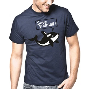 Save Yourself Whale Orca Killer Animal Welfare Patter Gift Funny T-Shirt - Picture 1 of 1
