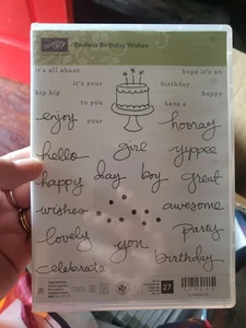 Stampin UP Endless Birthday Wishes #140273 Stamp Set Hooray Cake Candles Happy - Picture 1 of 3