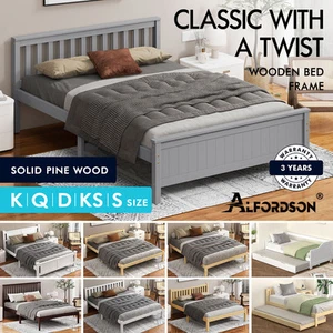 ALFORDSON Bed Frame Queen Double King Single Size Wooden Mattress Base White/Oak - Picture 1 of 864