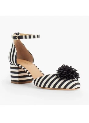 Zapatos de salón Talbots Isa Pom Pom a rayas blancas y negras talla 10 Guc clásicos navideños Foto 1 de 4