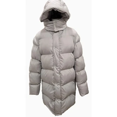 ASOS DESIGN longline puffer jacket with detachable hood in grey Size S Clean - Image 1 of 4