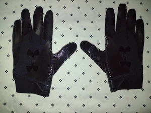 Under Armour Football Black Latex Gloves Boys Medium Youth - Picture 1 of 5