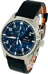 IWC Pilot Watch Chronograph IW377709 Auto Black Mens Watch Excellent++ A4008 - Picture 1 of 11