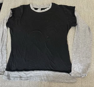 NLA Large Black And Grey double layer long sleeve t shirt - Picture 1 of 1