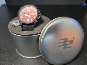 NEW 32 DEGREES MEN'S WATCH 48mm Auto Red Carbon Fiber Black Silicone w/box - Picture 1 of 6