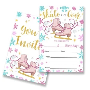 20PCS Ice Skating Birthday Party Invitations Fill-In Cards with Envelopes - Picture 1 of 6