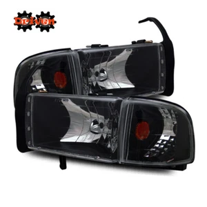 94-01 Dodge Ram 1500 2500 3500 Black Housing Headlights + Corner Clear Lens - Picture 1 of 3