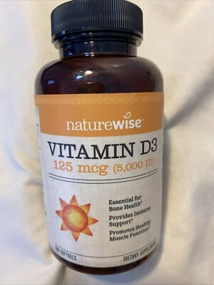 Vitamina D3 NatureWise 5000iu (125 mcg) función muscular 360 quilates caducidad 26/02 Foto 1 de 2