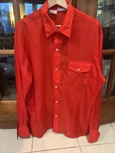 Camisa SKYR De Colección Para Hombre Grande Roja 100% Nylon Bolsillo Abotonado De Colección Manga Larga - Imagen 1 de 5