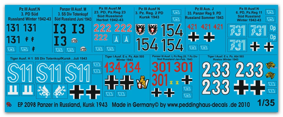 Peddinghaus 2098 1/35 Carro Armato IN Russia,Kursk 1943 - Immagine 1 di 1