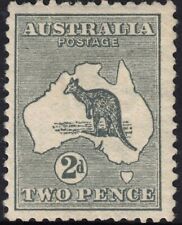 Stamp 1913 Australia 2d grey Kangaroo 1st watermark SG3 MH creased vertical