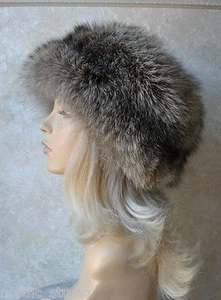 NORWEGIAN CRYSTAL FOX FUR BOYARKA HAT, Genuine Real Fur, made in Russia, 22' - Picture 1 of 11