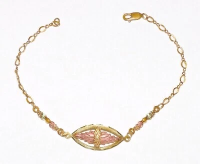 Brazalete medallón de tres secciones Black Hills dorado 10k Landstrom de 8 pulgadas Foto 1 de 4