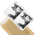 2 x Rectangle Stickers 7.5cm BW - Siberian Husky Dog Puppy Fun  #38643