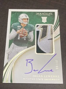 2020 Immaculate Collegiate Brian Lewerke Premium Patch RC Auto Bowl Logo 8/10 - Picture 1 of 4