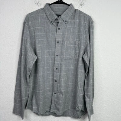 Club Monaco Shirt Mens Large Grey Windowpane Button Slim Fit Preppy Coastal Nerd - Image 1 of 4