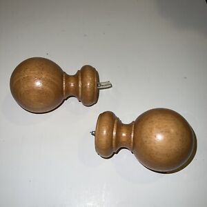 pair lot of 2 WOOD finial  POST BED rod furniture   3.5" TALL 1 3/4"BASE NOS