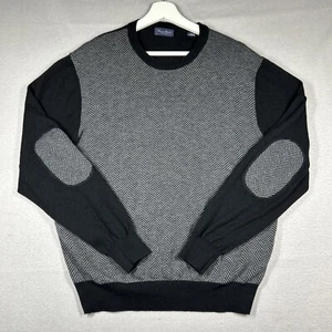 Linea Rossa Elbow Patch Crewneck Sweater Womens L Black Gray Merino Wool Blend - Picture 1 of 10