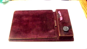 Antica scatola stilografica da viaggio Lap Desk bordeaux / pozzetto inchiostro ~ 12" x 8" x 1,5" - Foto 1 di 8