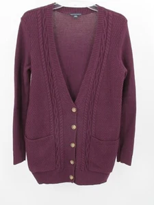 AMERICAN EAGLE OUTFITTERS Cardigan Sweater Women Size M Burgundy Button Up Knit - Picture 1 of 13