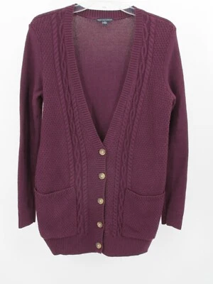 AMERICAN EAGLE OUTFITTERS Cardigan Sweater Women Size M Burgundy Button Up Knit - Image 1 of 4