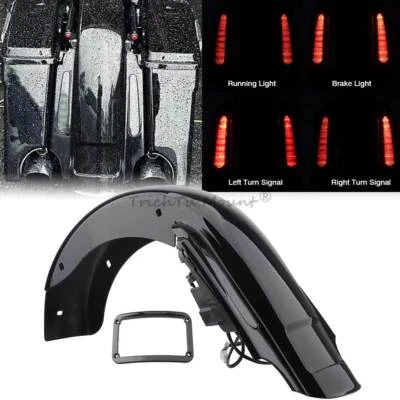 For Harley Electra Glide Road King 93-2008 Stretched Extended Rear Fender W/ LED - Image 1 of 4