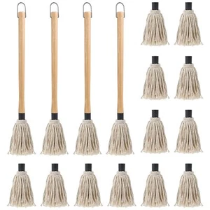 4Pcs BBQ Mop Brush Grilling Basting Mop Wooden Long Handle BBQ Mop Set with 1... - Picture 1 of 7
