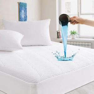 Waterproof Knit Mattress Protector with Deep Pocket Design Stretch Fits Up to 21 - Picture 1 of 14