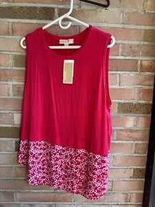 MICHAEL KORS PINK FLORAL SLEEVELESS TOP WOMENS SIZE XL - Picture 1 of 5