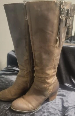 ALDO Botas de Moda de Cuero Marrón con Cremallera Hasta la Rodilla Talla 7 M Foto 1 de 4