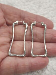 Vintage Sterling Silver Pierced Hoop Earrings Jewelry D13