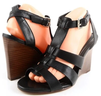 $295 Sandalias THEORY LEE Cuero Negro Diseñador Tirantes Punta Abierta Cuñas 9 EUR 39 Foto 1 de 4