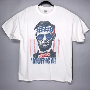 Abraham Lincoln 'MURICA! T Shirt Mens Size 2XL July 4th American Flag Abe USA - Picture 1 of 6
