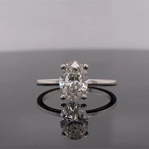 Solid Platinum 1.04Ctw Oval Cut Lab Grown Diamond Ring / $5500 - Picture 1 of 9