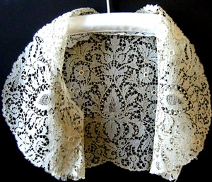 19c Antique Vest bridal Belgium Cutwork needle Lace H emb/ed w tiny brides &deco - Picture 1 of 21