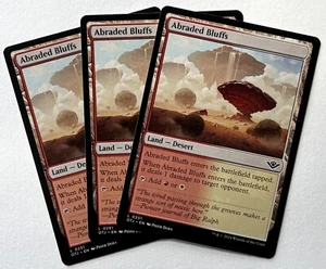X3 MTG Outlaws of Thunder Junction (OTJ 251) Abraded Bluffs - NM - Common - Picture 1 of 1
