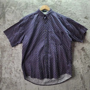 Chaps Ralph Lauren Men’s Button-Up Shirt XL Purple Geometric Print 100% Cotton - Picture 1 of 10