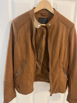 Chaqueta motera mujer marrón camel talla mediana Foto 1 de 4