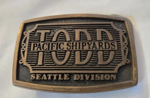 Todd Pacific Shipyards Seattle Division 1978 hebilla de cinturón de latón macizo hecho en EE. UU. - Imagen 1 de 3