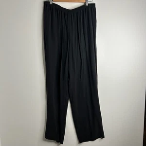 Eileen Fisher schwarze Seide Georgette Hose Damen M sandwashed Charmeuse fließend Lux - Bild 1 von 10