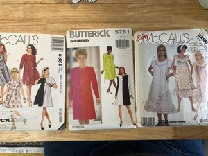 Lot Of 3 Misses Sewing Patterns Size 18-24 Dresses, 2 Cut 1 Uncut. Organized - Picture 1 of 8