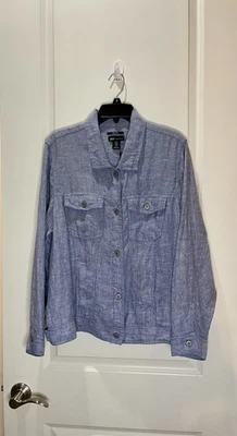 NWT Jones New York Linen Jacket Chambray Lightweight With Pockets Size 1X - Image 1 of 4