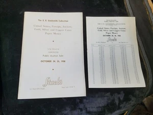 Stack's 24 de octubre de 1958 S.E. Catálogo de subastas de la colección Goldsmith con lista realizada - Imagen 1 de 5