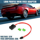 32V Low Profile Mini Fuse Adapter Kit with 2pcs 30A Blade Style Fuse for Cars