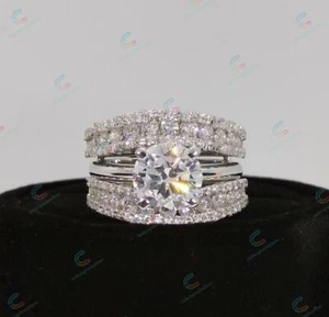 2Ct White Round Stone Solitaire Ring With Wrap Enhancer In 925 Sterling Silver - Picture 1 of 5